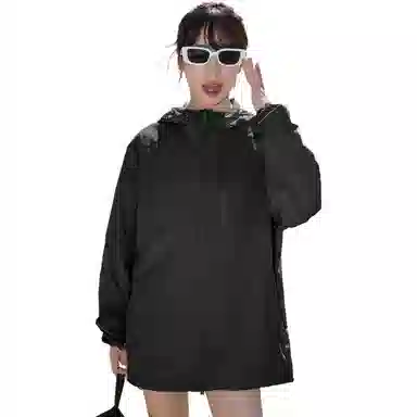 黑恐龙 潮牌夏季百搭休闲宽松舒适柔软亲肤户外运动时尚长袖连帽 透气防晒服 男女同款