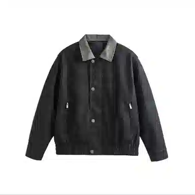 美式复古高街风宽松休闲撞色拼接夹克皮衣 男女同款