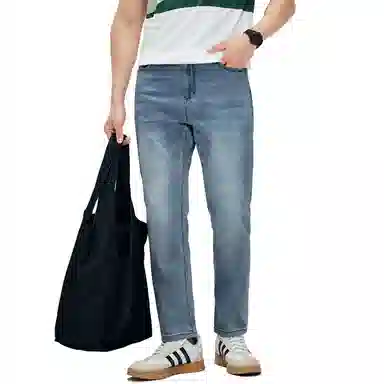 丹宁哲学 薄款无拘束弹中腰长裤牛仔裤 男款