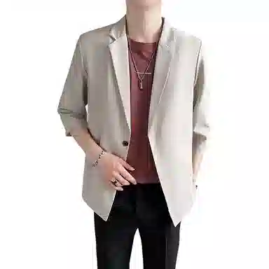 韩版潮流七分袖夏季薄款休闲轻熟痞帅风西装 男款