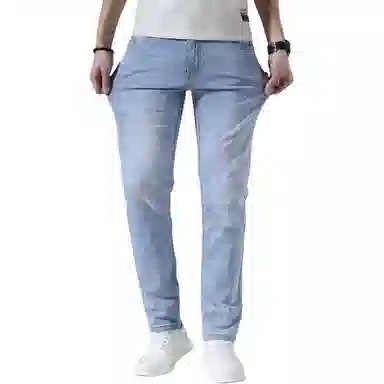 吉肯蒂 夏季薄款冰丝直筒弹力长裤牛仔裤 男款