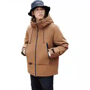 鸭鸭 纯色连帽长袖羽绒服 男女同款