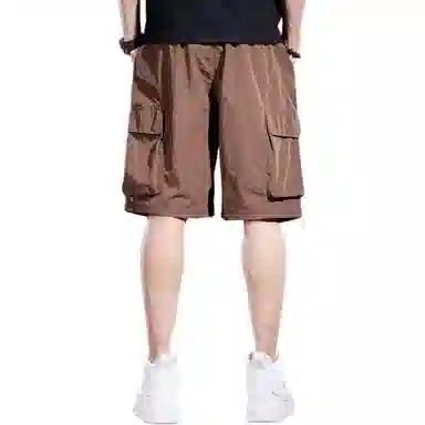 贵色 夏季 纯色口袋废土风男装机能风高端美式冰丝速干潮牌英伦风设计感宽松直筒休闲运动五分裤工装短裤 男女同款 基础色（黑灰白等）