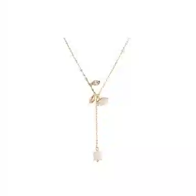 指尖瑰宝 法式玫瑰花 花朵流苏 温柔气质 锁骨链 项链 女款