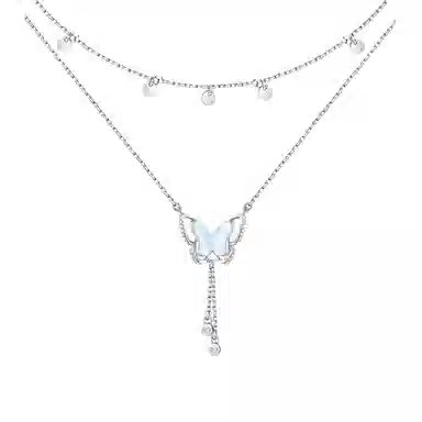 迷颂玛 灵蝶双层流苏吊坠 铜 项链 女款