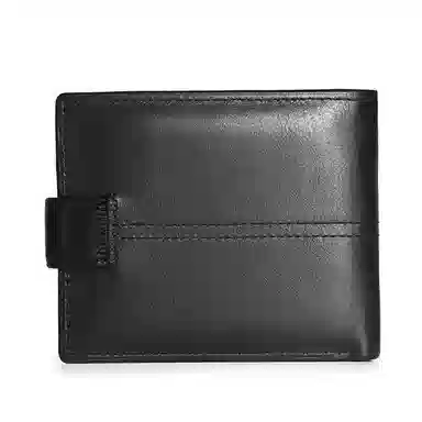 老人头 商务时尚短款多功能实用便携 头层牛皮 钱包 常规 男款 黑色