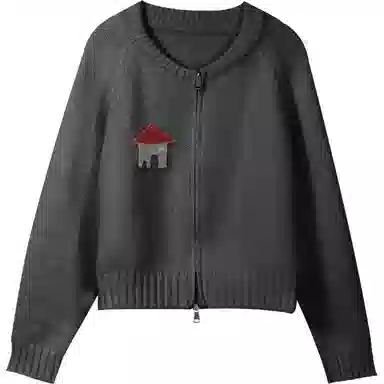 谜秀 宽松拉链加厚长袖针织衫 女款