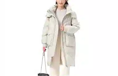 坦博尔 中长款宽松老花加厚羽绒服 女款