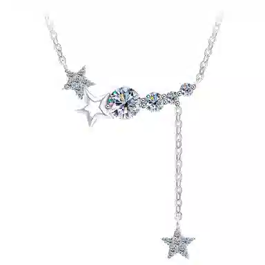 良碧 璀璨星河 复古轻奢碎碎冰星星星球流苏气质梦幻浪漫小众设计高级感 百搭简约学生森系小清新 学院风锁骨链 合金 项链 女款