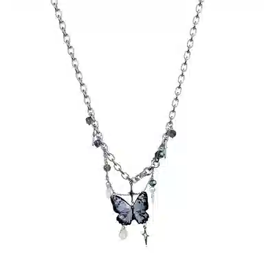 饰伴 紫色四芒星流苏 甜酷小众设计感轻奢高级感 项链 女款