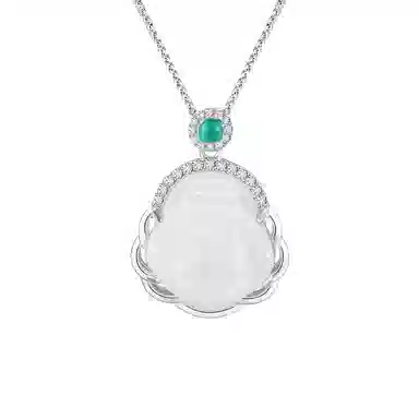 中国珠宝 【高品质】笑脸佛公弥勒佛 新中式国风福运连连复古大气小众设计 弥勒佛平安转运 玉髓 玉石项链 女款 礼盒款