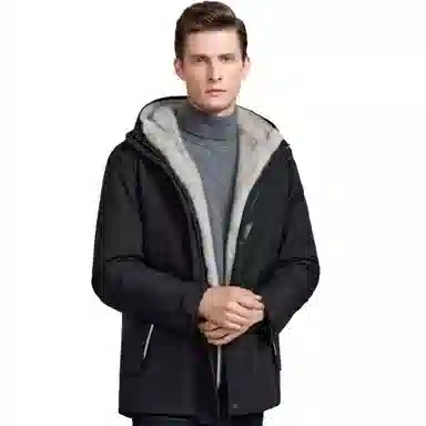 富铤 保暖连帽中长款派克服 男款