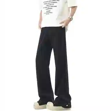 隐狼世家 美式复古水洗微喇休闲宽松直筒阔腿长裤牛仔裤 男款