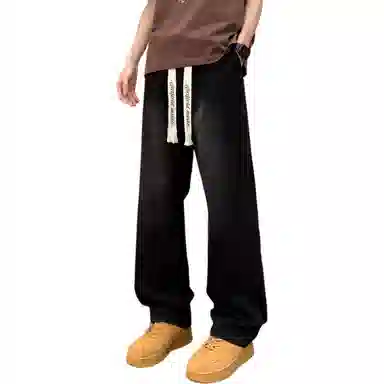 加菲猫家族 宽松舒适系带复古牛仔裤 男女同款