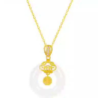 中国珠宝 福如意平安扣 新中式国风小众轻奢设计感锁骨链 玉髓 玉石项链 男女同款情侣款