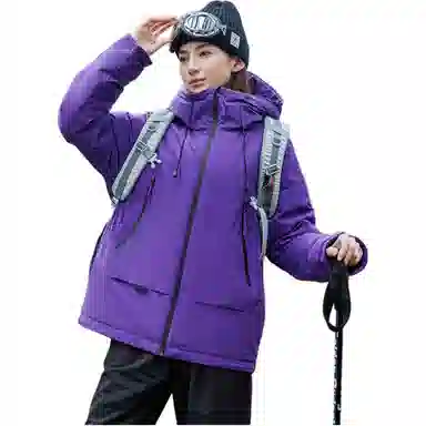 鸭鸭 纯色连帽长袖羽绒服 男女同款