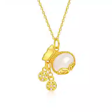 金六福吉祥 招米福袋 玉髓 项链 女款