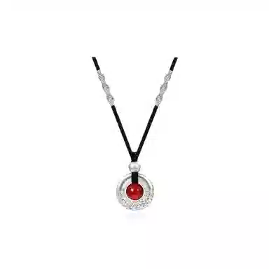 嘉翠云 平安扣相思豆 新中式国潮小众设计 祥云乾坤圈吉祥如意平安顺遂金箍圈 精致时尚百搭 琉璃 项链 男女同款情侣款