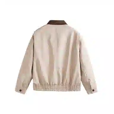 美式复古高街风宽松休闲撞色拼接夹克皮衣 男女同款