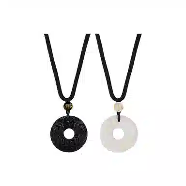 【平安顺遂】 熊银匠 貔貅平安扣 吉祥如意 财运亨通 招财进宝 新中式国潮复古黑曜石吊坠 简约大气 日常百搭 玉髓 项链 男女同款情侣款