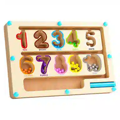 图米鱼 木质磁性计数运算颜色分类磁笔走珠移位游戏亲子互动安全环保 早教益智玩具