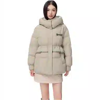 鸭鸭 简约拉链长袖连帽羽绒服 女款