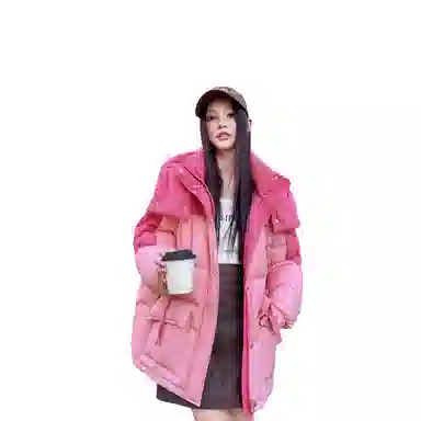 鸭鸭 撞色宽松休闲面包服羽绒服 女款