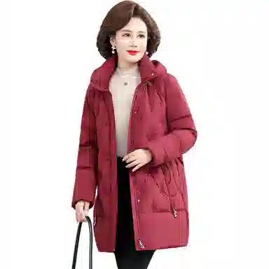 鸭鸭 冬季防寒经典连帽保暖时尚中老年妈妈装羽绒服 女款
