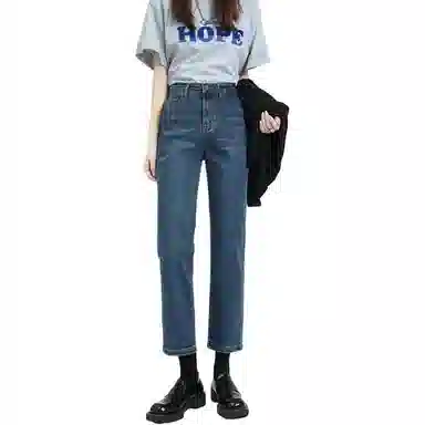 玫丝朵 法式高腰修身弹力九分牛仔裤 女款