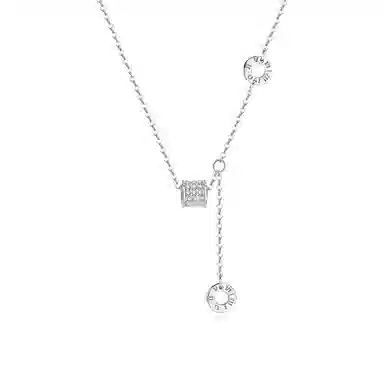 【S999纯银】 六桂福珠宝 罗马数字小蛮腰项链气质百搭温柔轻奢小众高级精致优雅大气时尚简约 足银 锁骨链 女款