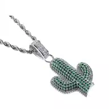 暖瞳 仙人掌 钛钢 项链 男款