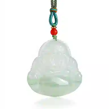 印象眸 玉佛公 新中式古风经典大肚弥勒佛玉吊坠 天山翠 项链 男女同款情侣款