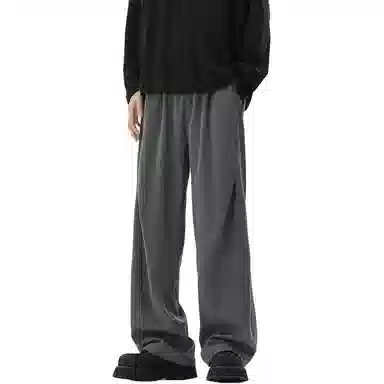 顶峰保罗 凉感透气美式压褶垂感外穿长裤子无性别主义潮流薄款舒适宽松百搭高级感直筒休闲裤 男女同款