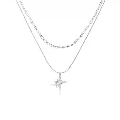 暖瞳 精致小巧四芒星镂空设计双层叠戴时尚个性精致简约百搭高级感 合金 项链 女款