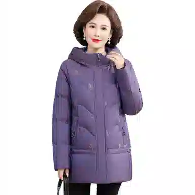 鸭鸭 冬季防寒经典连帽保暖时尚中老年妈妈装羽绒服 女款