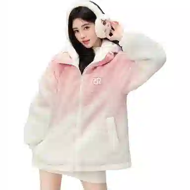 鸭鸭 渐变加厚保暖韩系可爱防风连帽长袖羽绒服 女款