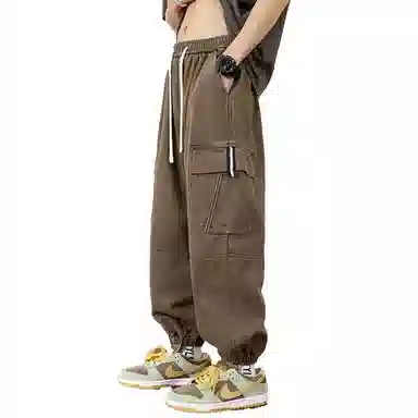 顶峰保罗 纯色运动简约宽松大码舒适通勤日常工装束脚无性别主义透气时尚松紧腰弹力显高显瘦百搭休闲裤 男女同款