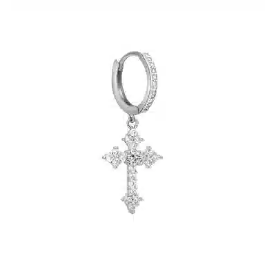 千桐 甜酷潮流菱形十字架 欧美嘻哈风痞帅 小众轻奢设计高级感耳坠#好运 合金 耳环 女款