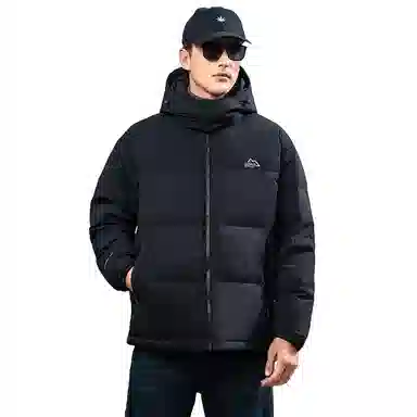 鸭鸭 极寒系列 美式时尚潮流百搭短款可拆卸帽户外运动厚款防风保暖休闲面包羽绒服 男款