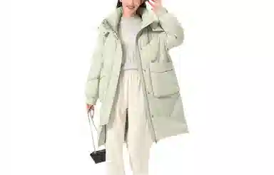 坦博尔 中长款宽松老花加厚羽绒服 女款