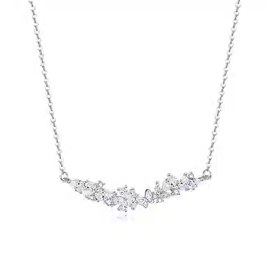 【S999纯银】 六桂福珠宝 微笑紫藤花项链气质百搭轻奢小众高级精致优雅满钻大气时尚简约 足银 锁骨链 女款