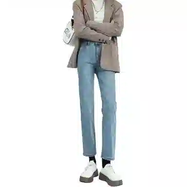 玫丝朵 法式高腰修身弹力九分牛仔裤 女款