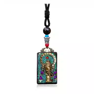 睦珦 时来运转 藏式美学唐卡诸事顺利 民族风百搭小众 财源滚滚财神来 黑檀 项链 男女同款情侣款