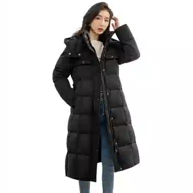 鸭鸭 长款连帽舒适保暖时尚休闲潮流羽绒服 女款