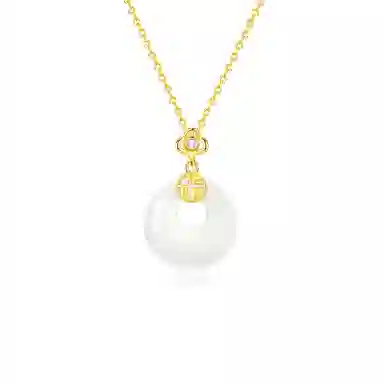 【高品质 S925银】六桂福 福气平安扣新中式福牌如意吊坠银镶玉时尚锁骨链显白清冷如意转运平安聚财纳福 福韵金 好运 玉髓 玉石项链 女款