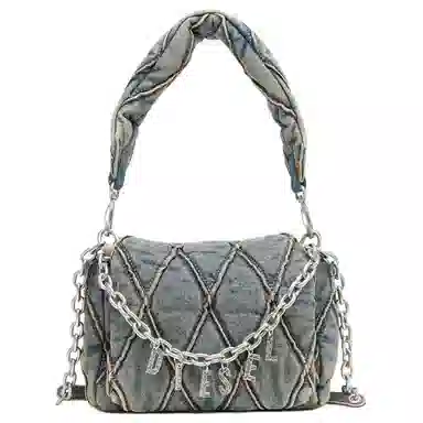 Diesel Quilted Cotton Tote Small Navy