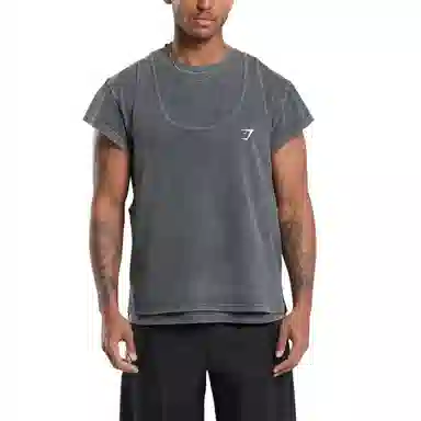 Gymshark Durable Washed Double-Layer Crew Tee Black