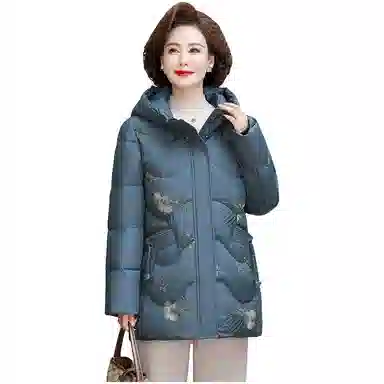 鸭鸭 冬季防寒经典连帽保暖时尚中老年妈妈装羽绒服 女款