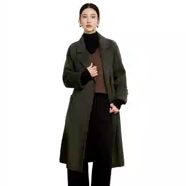 富铤 高级感纯色法式中长款翻领双面呢大衣 女款