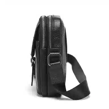 老人头 百搭日常通勤高级感轻便时尚 头层牛皮 斜挎包 男款 黑色